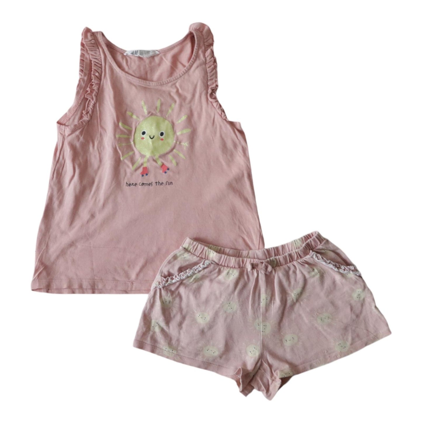 Linne & Shorts Matchande Set från H&M - Storlek 122/128 - Ljusrosa