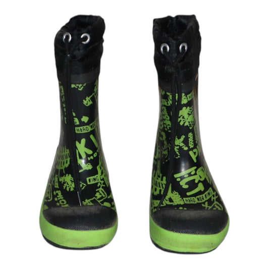 Fodrade Gummistövlar från LEJON - Storlek 24 (Innermått 15cm) - Svart & Ljusgrön