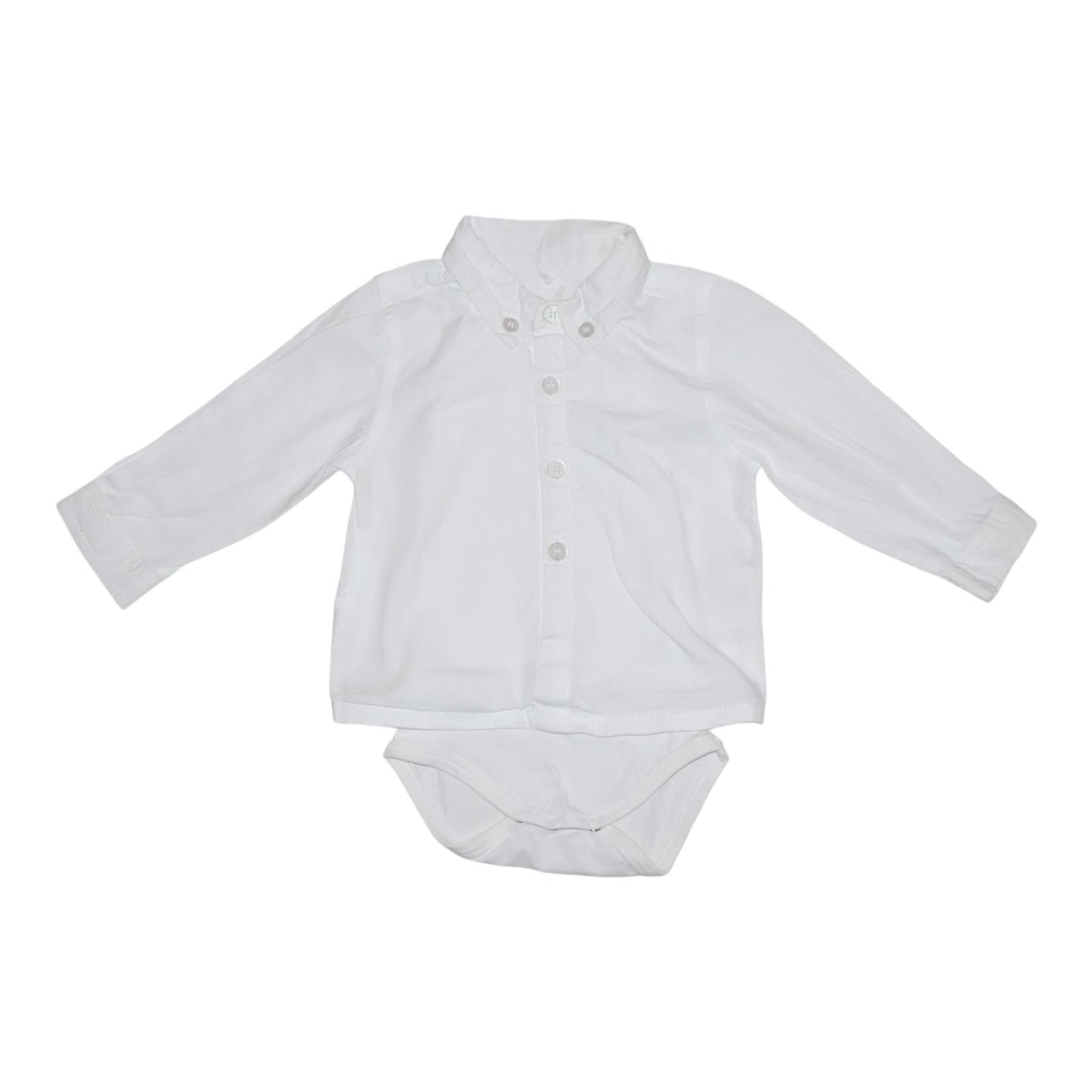 Långärmad Skjorta med inbyggd Body från name it - Storlek 68 - Vit