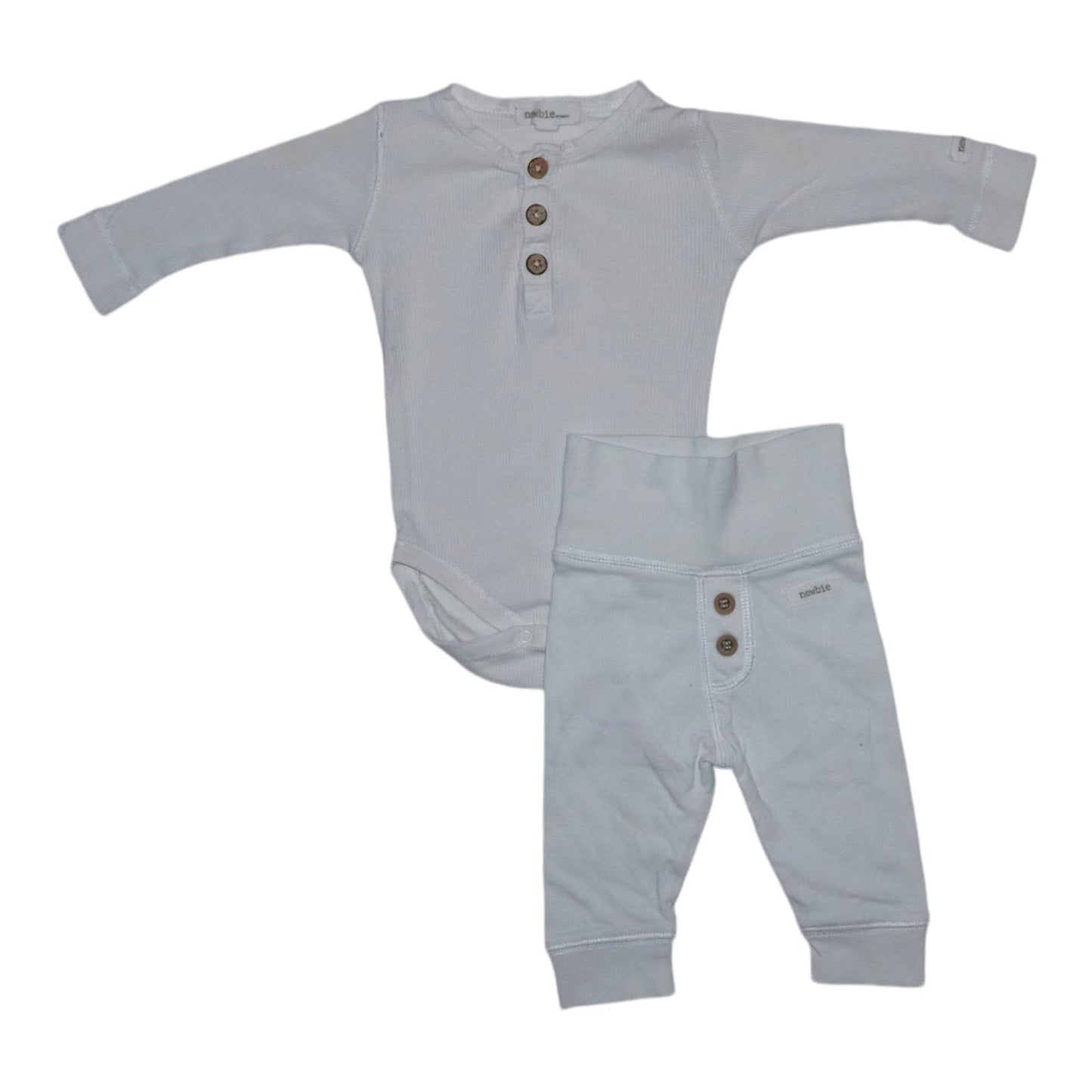 Body & Byxor Matchande Set från Newbie - Storlek 62 - Vit