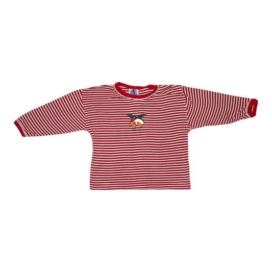 Långärmad T-shirt från PINGU - Storlek 62/68 - Röd & Vit