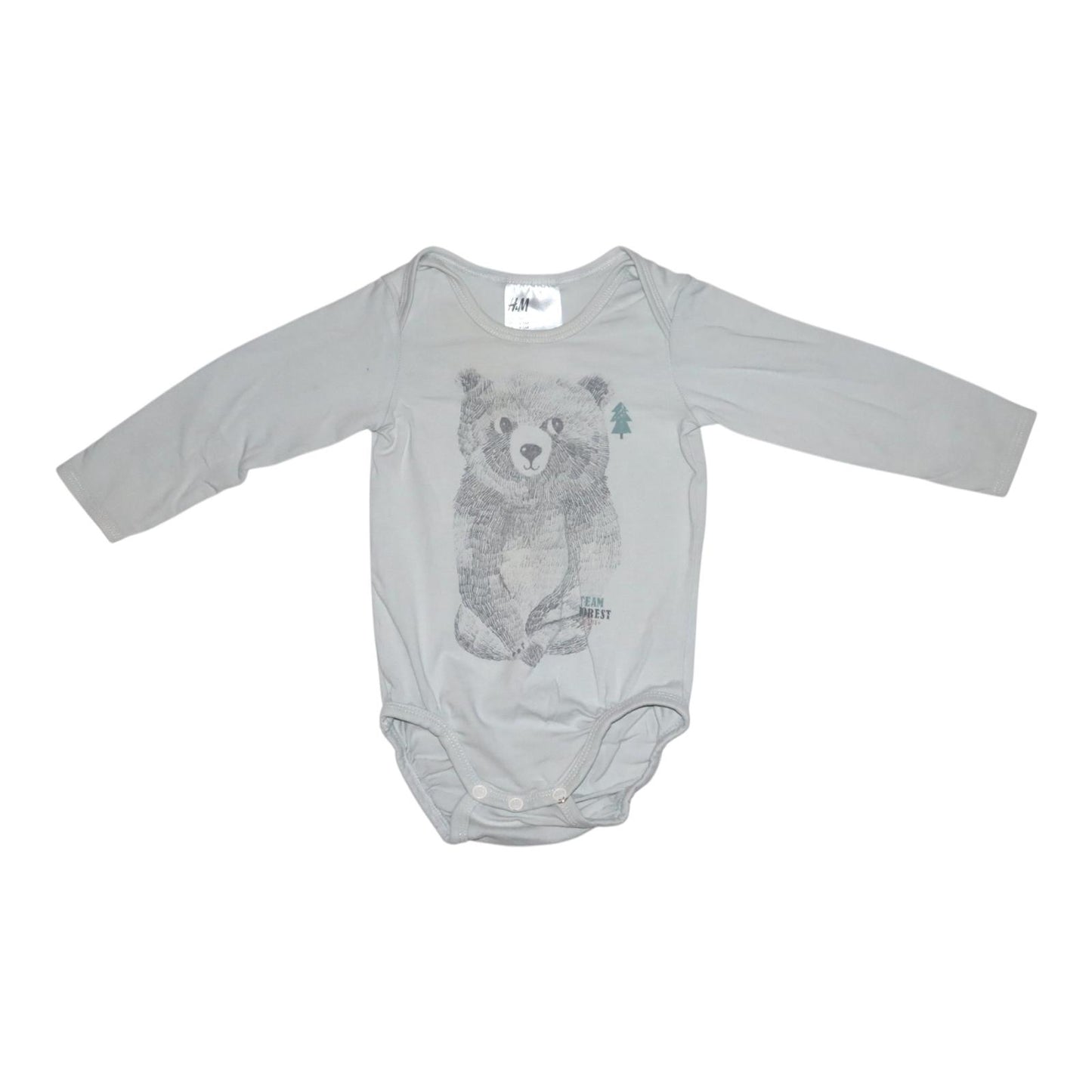 Långärmad Body från H&M - Storlek 68 - Ljusgrå