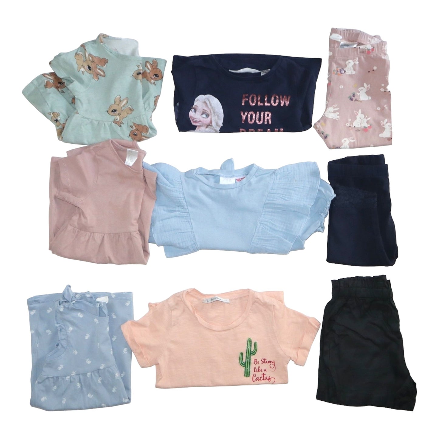 Klädpaket (9 plagg) från H&M - Storlek 92 - Ljusrosa & Blå (Multi)