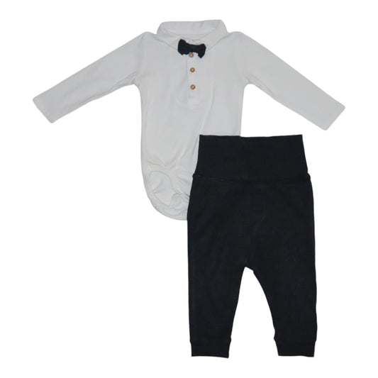 Långärmad Body & Byxor Matchande set från H&M - Storlek 68 - Vit & Svart