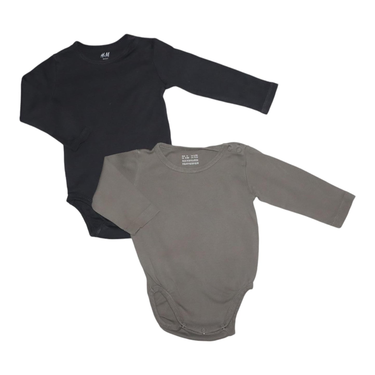 Långärmad Body (2 Pack) från H&M - Storlek 74 - Brun & Mörkgrå