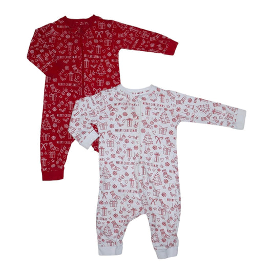 Långärmad Pyjamas (2 Pack) från LUCA & LOLA - Storlek 68 - Vit & Röd