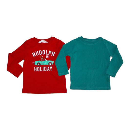 Långärmad T-shirt (2 Pack) från H&M - Storlek 92 - Röd & Grön (Copy)