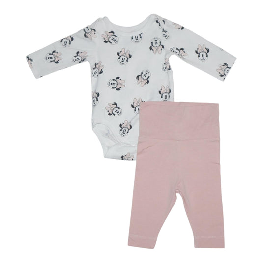 Långärmad Body & Byxor Matchande set från H&M - Storlek 56 - Vit & Ljusrosa