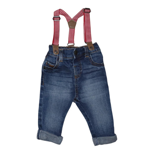 Jeans Byxor med hängslen från mothercare - Storlek 68 - Blå