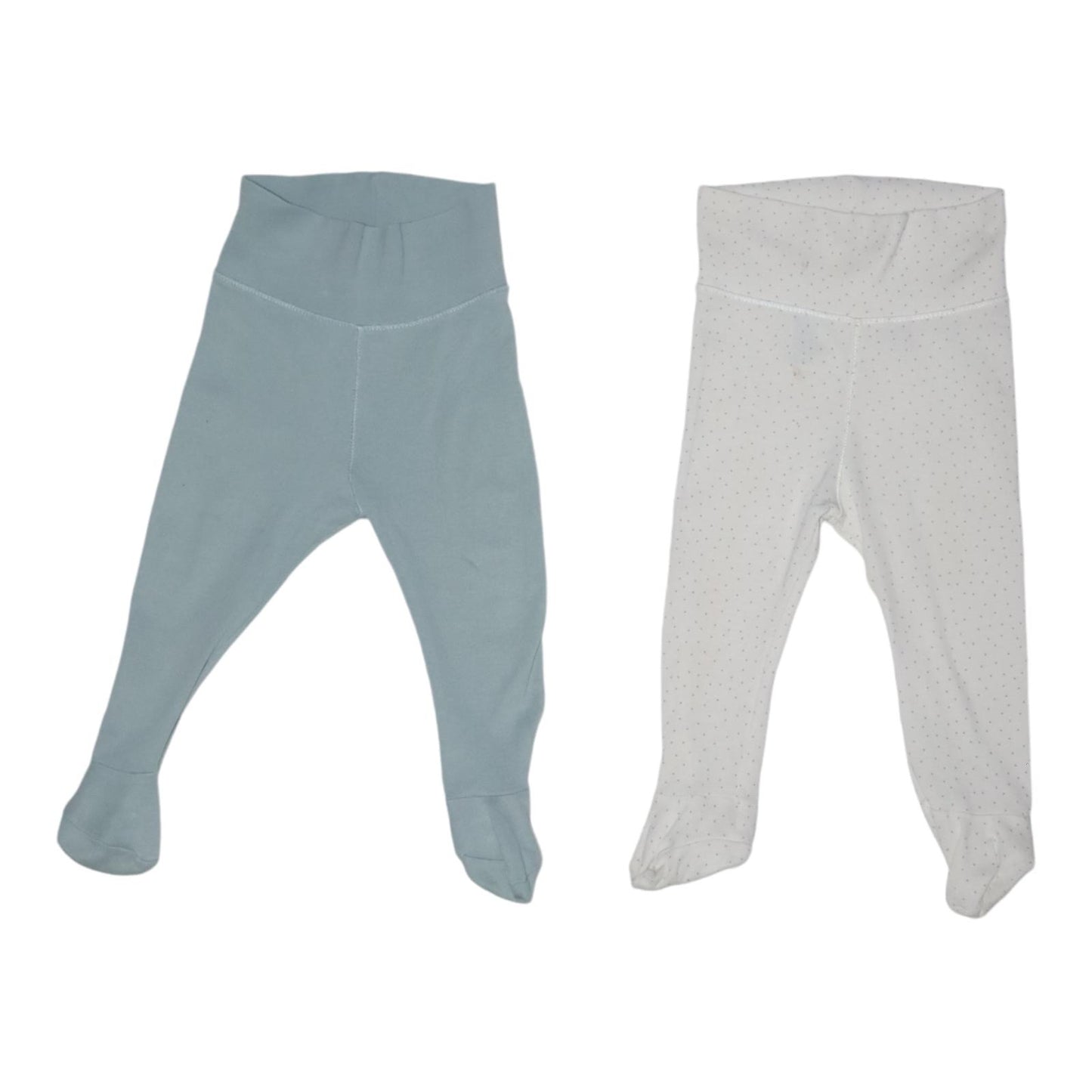 Byxor med fot (2 Pack) från H&M - Storlek 74 - Ljusgrön & Vit