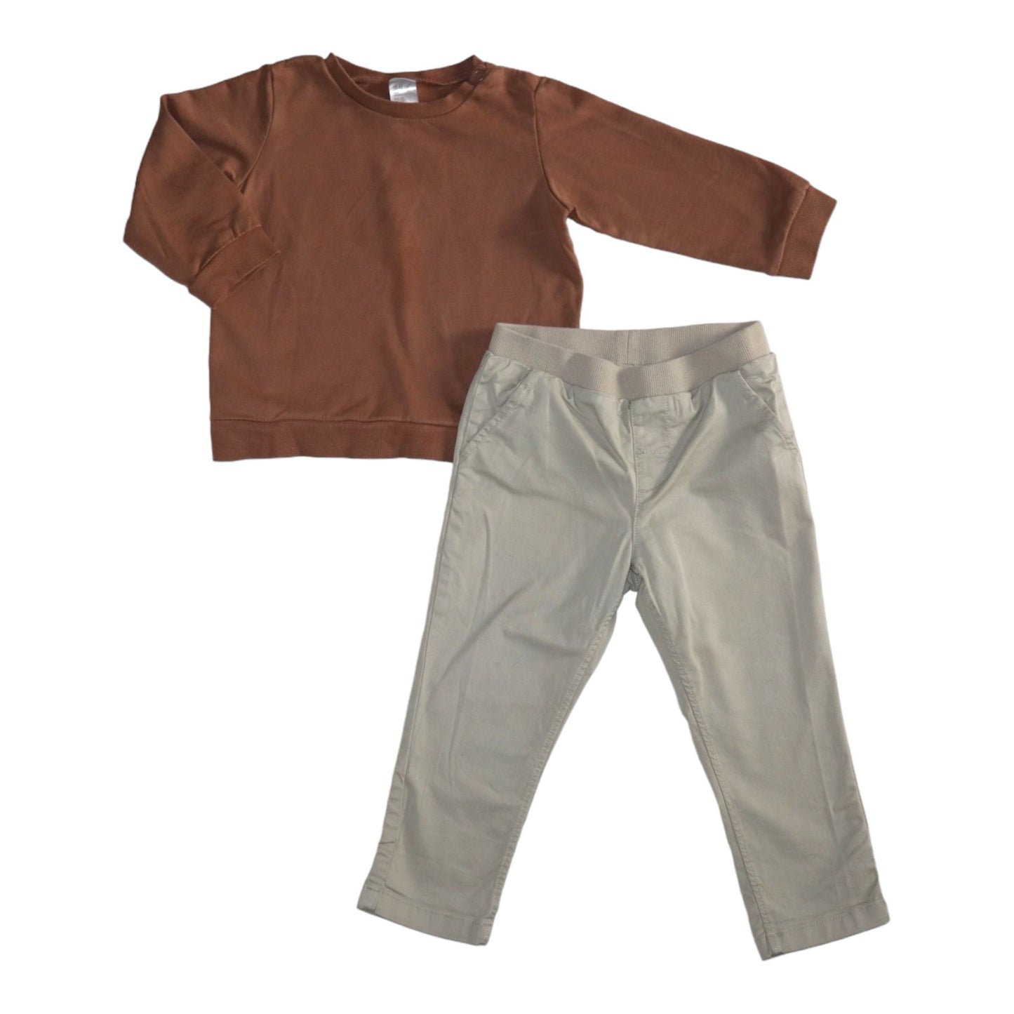 Tröja & Byxor Matchande set från H&M - Storlek 92 - Brun & Beige