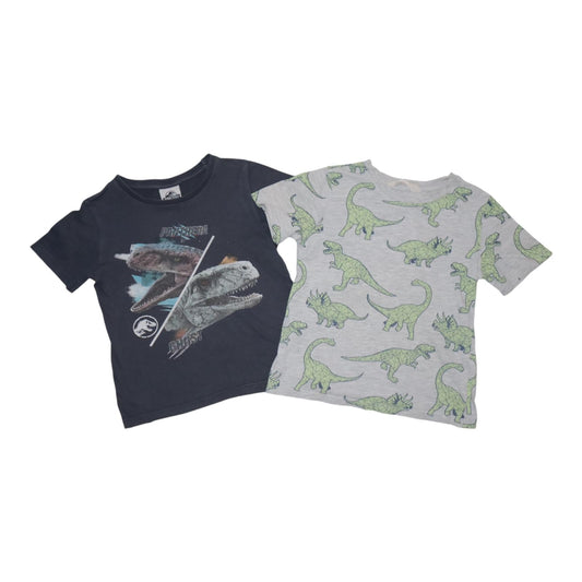 Kortärmad T-shirt (2 Pack) från H&M & JURASSIC WORLD - Storlek 110/116 - Mörkblå & Grå