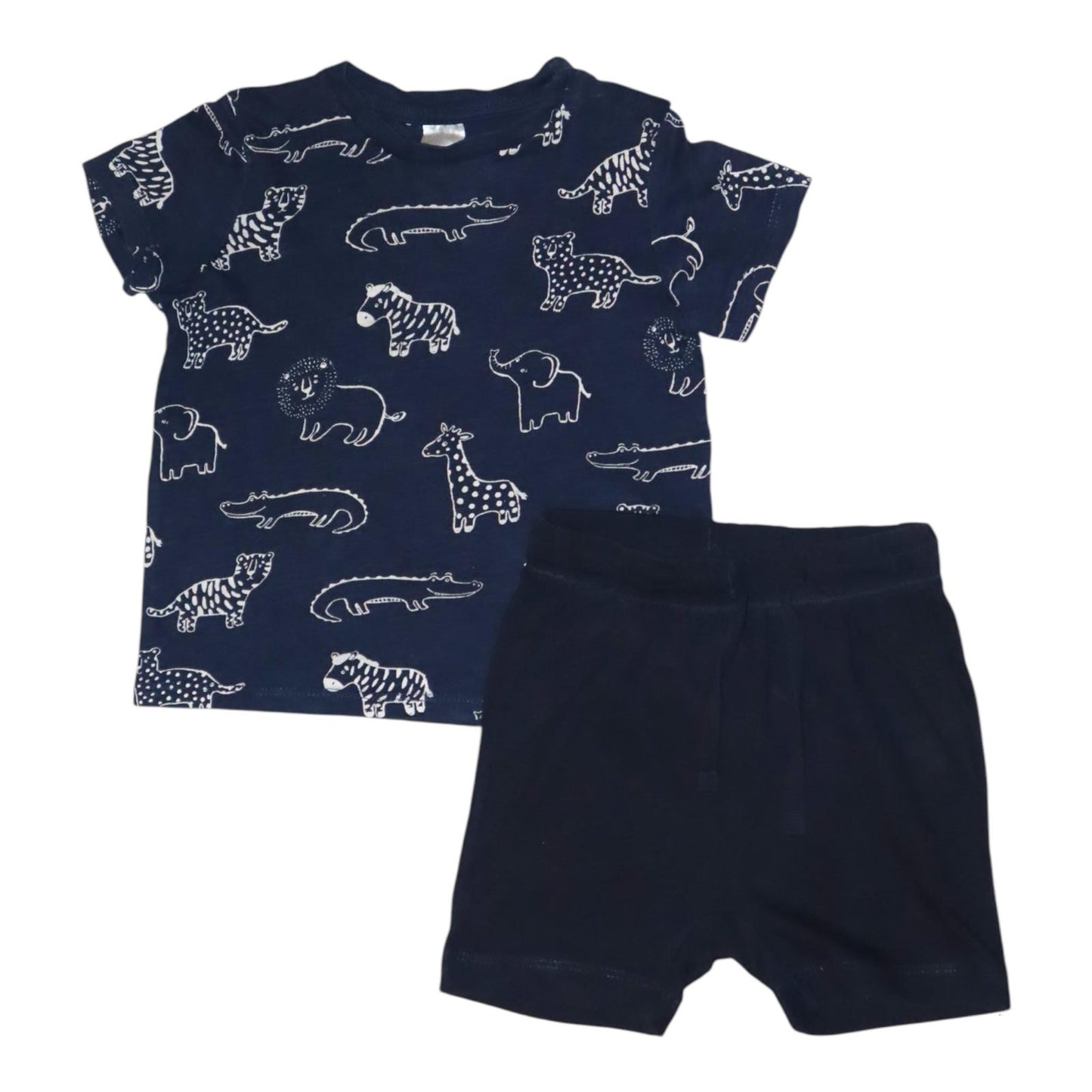 T-shirt & Shorts Matchande Set från H&M - Storlek 80 - Mörkblå & Svart