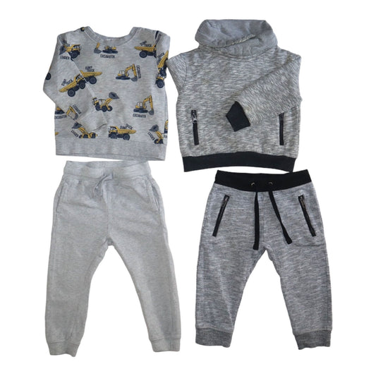 Tröja & Byxor (4 Pack) Matchande set från H&M & PRIMARK - Storlek 92 - Grå