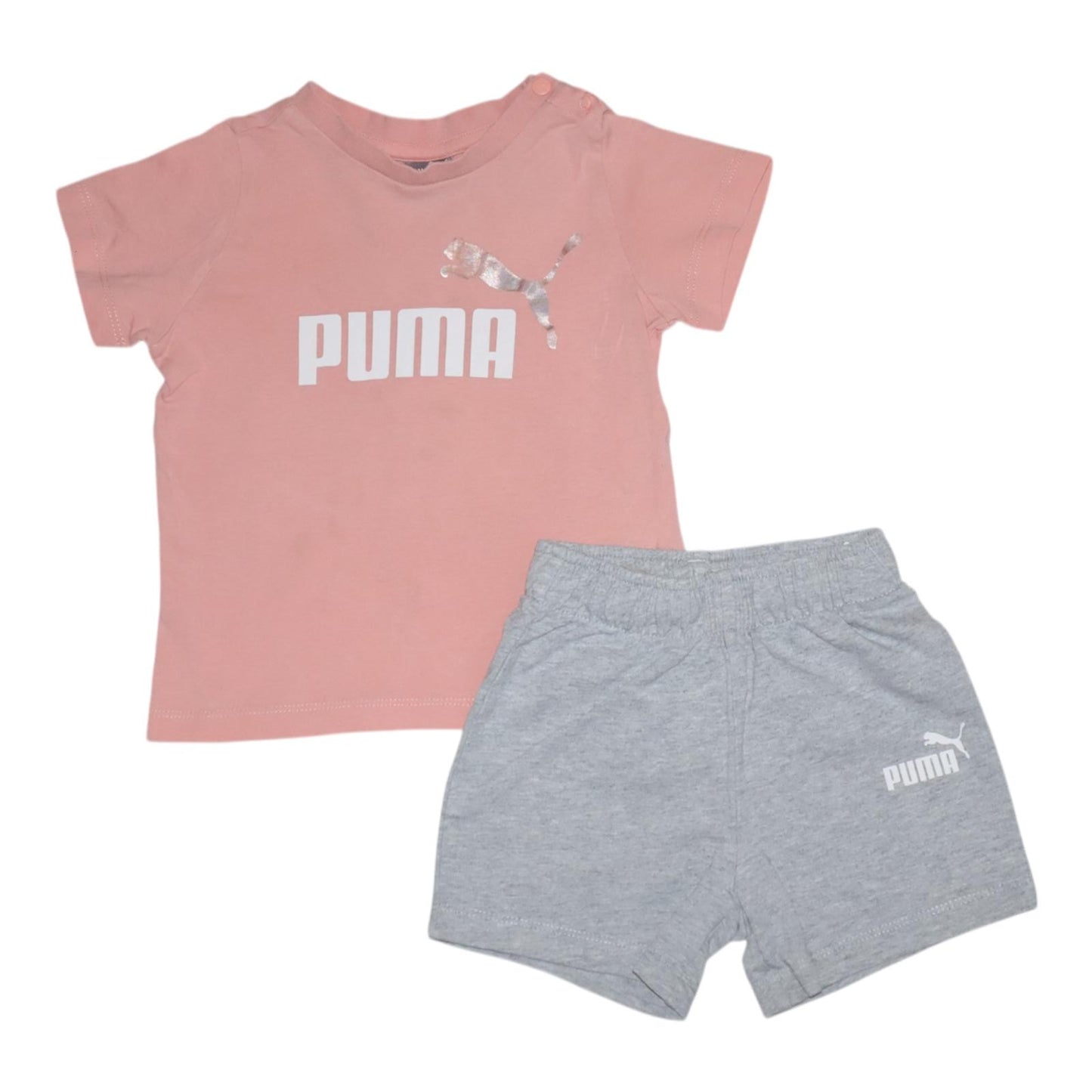 Kortärmad T-shirt & Shorts Matchande Set från PUMA - Storlek 86 - Orange & Ljusgrå