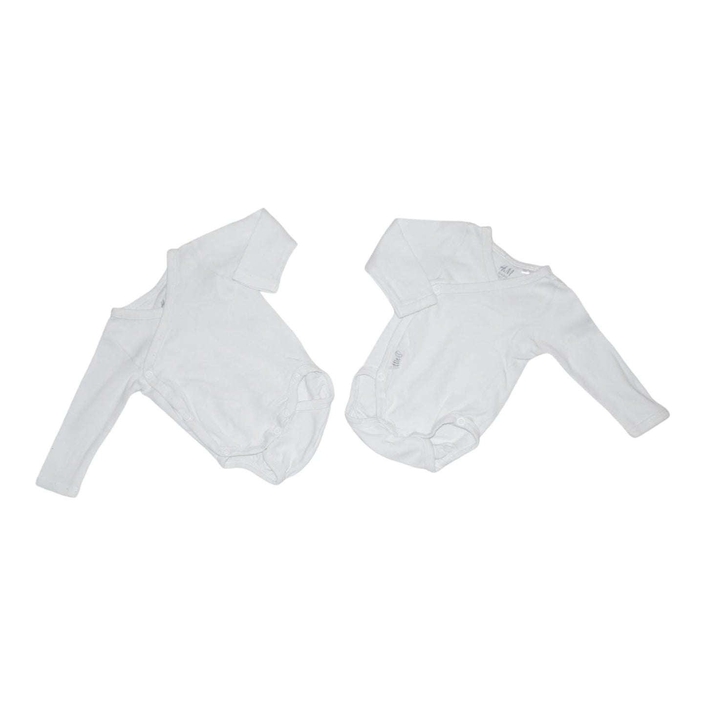 Långärmad Omlottbody (2 Pack) från H&M - Storlek 56 - Vit